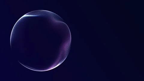 Abstract violet particle sphere with subtle cyan highlights on a deep blue .. Stock Illustration