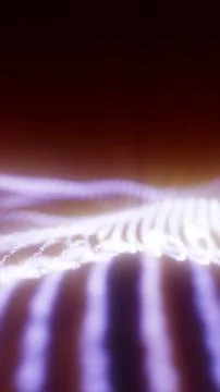 Abstract violet particle waves with glowing dotted lines and soft depth of .. Stock Illustration