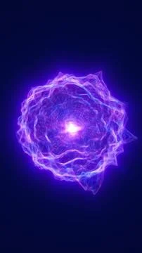 Abstract violet plasma formation with luminous electric waves and glowing c.. Stock Illustration