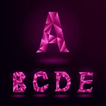 Abstract violet polygonal triangular modern alphabet design Stock Illustration