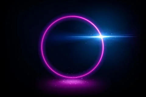 Abstract Violet Ring Glowing Effect on Dark Background, Vector Illustration Illustrazione stock