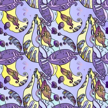 Abstract violet seamless floral pattern with beans Illustrazione stock