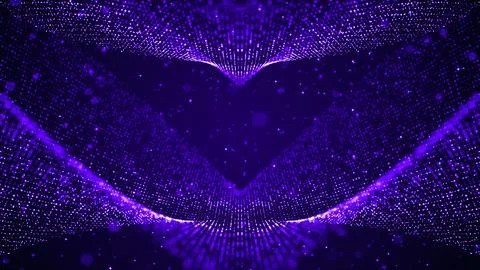 Abstract Violet Shiny Blurry Hawk Shape Dotted Lines Digital Space Frame Glitter Stock Illustration