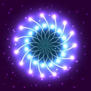 Abstract violet star with shining light rays Stock Illustration