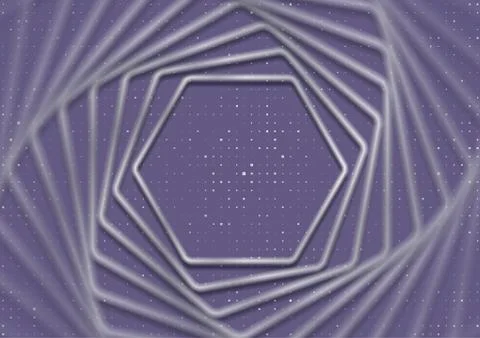 Abstract violet tech background with metallic hexagons Illustrazione stock