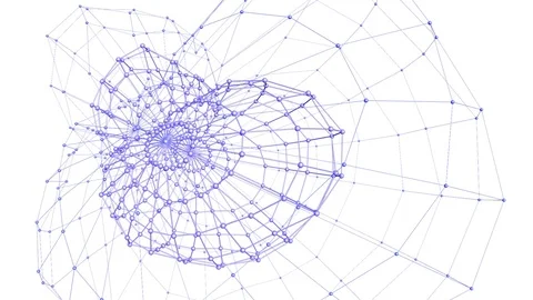 Abstract violet waving 3D grid or mesh of pulsating geometric objects. Use as Stock Footage 76991377