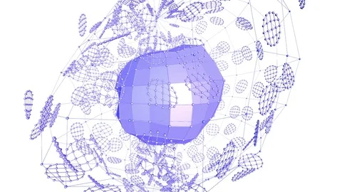 Abstract violet waving 3D grid or mesh of pulsating geometric objects. Use as Stock Footage