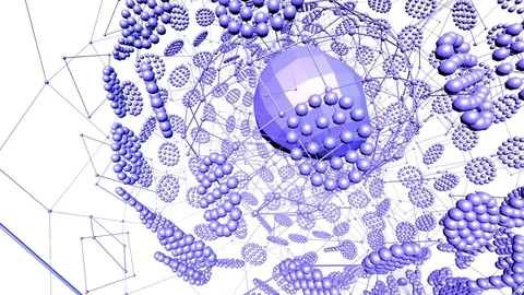 Abstract violet waving 3D grid or mesh of pulsating geometric objects. Use as Stock Footage 76992153