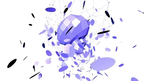 Abstract violet waving 3D grid or mesh of pulsating geometric objects. Use as Stock Footage