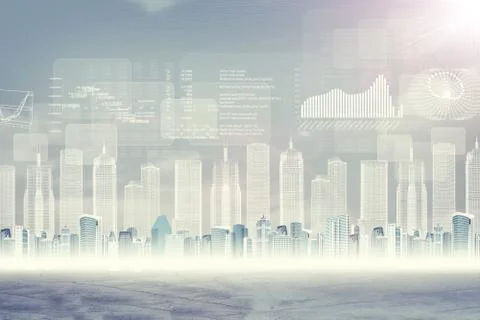 Abstract virtual background with cityscape Stock Illustration