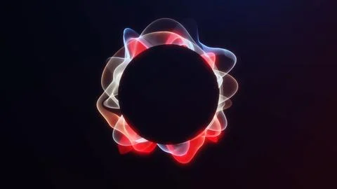 Abstract virtual energy circle with red, blue and orange gradient waves. Fu.. Stock Illustration
