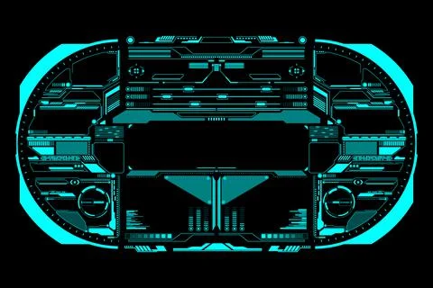 Abstract Virtual HUD Cyber Object Pack For Game App UI Illustration Vector Illustrazione stock
