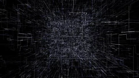 Abstract virtual space. 3d illustration flying through digital data tunnel Illustrazione stock