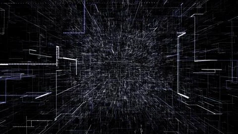 Abstract virtual space. 3d illustration flying through digital data tunnel Stock Illustration