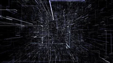 Abstract virtual space. 3d illustration flying through digital data tunnel Stock Illustration