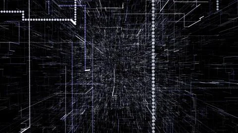 Abstract virtual space. 3d illustration flying through digital data tunnel 스톡 일러스트