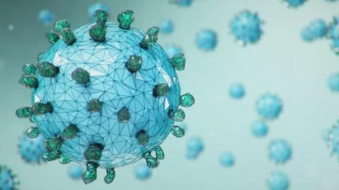 Abstract virus background, flu virus or COVID-19. The virus infects cells. COVID Stock Illustration