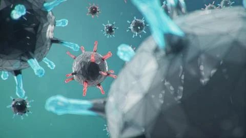 Abstract virus background, flu virus or COVID-19. The virus infects cells. COVID Stock Illustration