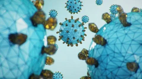 Abstract virus background. Pathogen affecting the respiratory tract. COVID-19 Stock Illustration