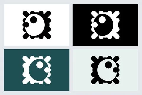 Abstract Virus Bacteria Microbe Icon Set Vector Stock Illustration