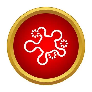 Abstract virus microorganism cell on red button icon Stock Illustration