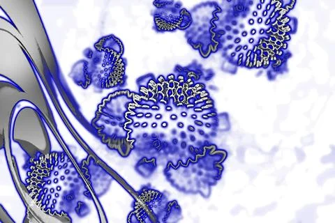 Abstract virus molecule background illustration. Spiral DNA and bacteria. T.. Stock Illustration