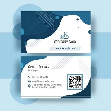 Abstract Visiting Card Design In Front And Back View On Blue Background. Illustration