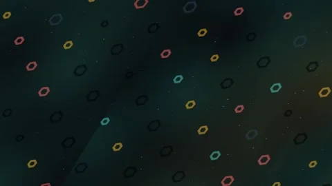 Abstract Visual Display with Colorful Hexagon Particles and Radiant Center Видео 330120468