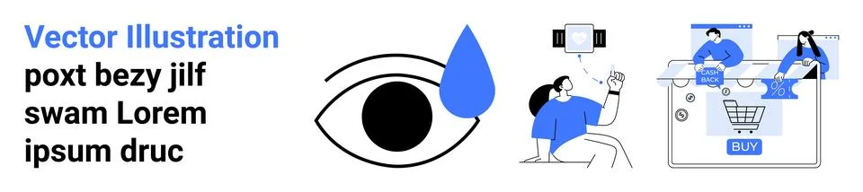 Abstract visual elements featuring an eye with droplet, individual on video c 스톡 일러스트