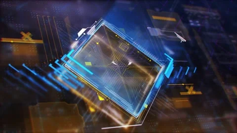 Abstract visual with glowing cubes for technology background Stockbeeldmateriaal 302472364