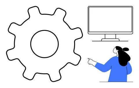 Abstract Visual Representation of Technology and User Interaction Illustrazione stock