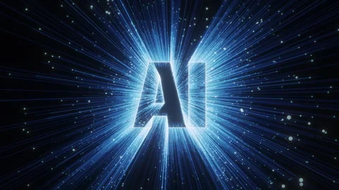 Abstract visualisation of AI technologies with slow moving lighting beams Stock Footage 276499168