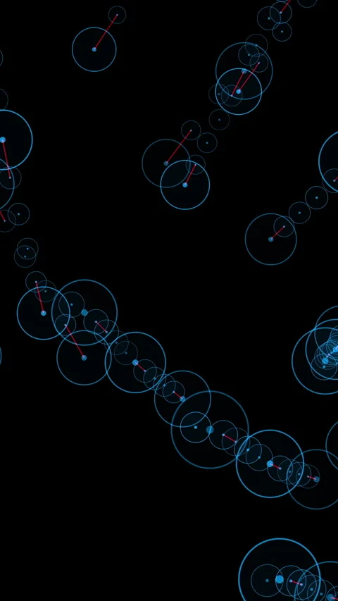 Abstract visualization with circles and lines on a dark background Stock Footage 287219776