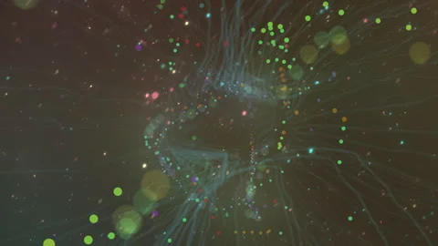 Abstract Visualization of Data Nodes and Colored Light Patterns Stock Footage 297477203