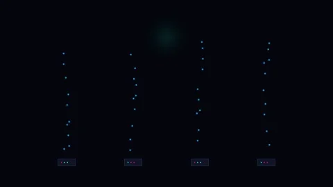 Abstract visualization of data points glowing against a dark black background Stock Footage 338312044