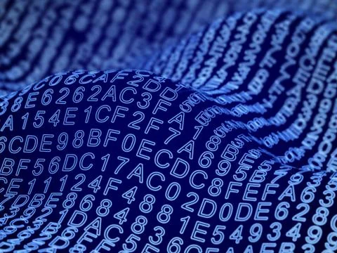 Abstract visualization of digital sound waves or data stream on a network. Stock Illustration