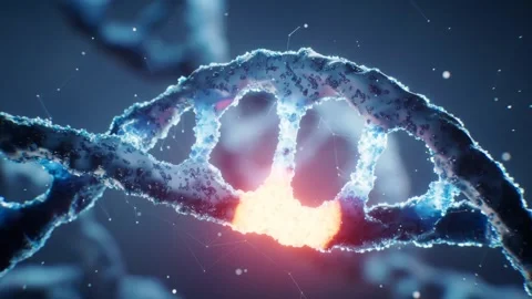 Abstract visualization of dna strand with glowing segment, representing gen.. Stock Footage 328335110