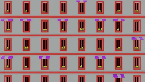 Abstract visualization of the endless floors of a building with windows. Design Stock Footage 205930106