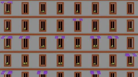 Abstract visualization of the endless floors of a building with windows. Design Stock Illustration