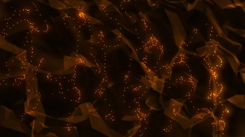 An abstract visualization featuring glowing particles scattered across flowing Stock Footage 282908197