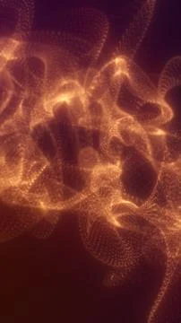 Abstract visualization of flowing golden light particles creating soft, dynam Stock Illustration