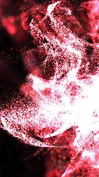 Abstract visualization of glowing red and white energy particles exploding .. Stock Illustration