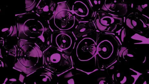 Abstract visualization of many loud speakers beating the rhythm on a black Stock Illustration