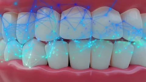 Abstract visualization of the protective structure on tooth enamel and on gums Stock Footage 248029653