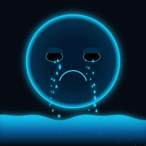 Abstract visualization of sadness: glowing tears falling onto deep blue wat.. Stock Footage 344777079