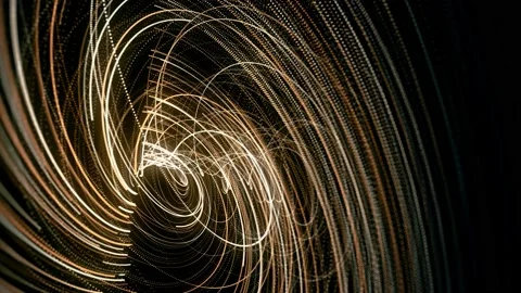 Abstract visualization of spinning vortex on black background, seamless loop Stock Footage 145316463