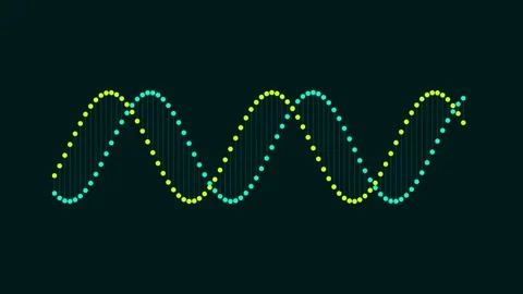 Abstract visualization of two oscillating sine waves in vibrant neon colors Stock Footage 335145863
