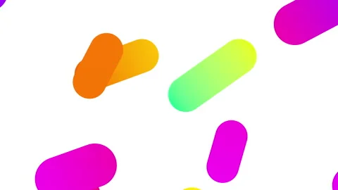 Abstract visuals of acid-bright 2d objects flickering on white background Stock Footage 160740516