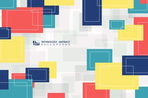 Abstract vivid colorful square pattern design of tech decorative with space Stock Illustration
