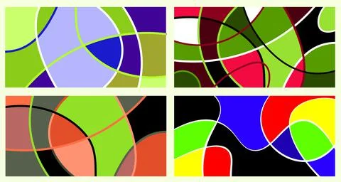 Abstract vivid neurography. A set of 4 templates. The stripes divide the plan イラスト素材
